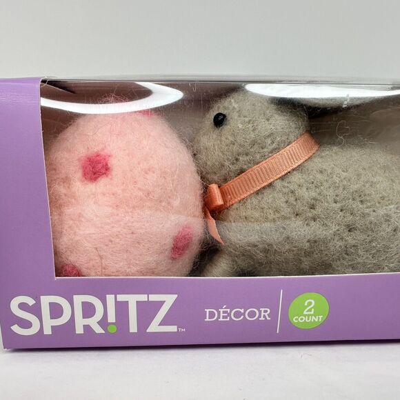 Spritz Mini Felt‎ Bunny Rabbit & Egg Spring Easter Decor Polka Dot 2 Pack NEW - Picture 5 of 9